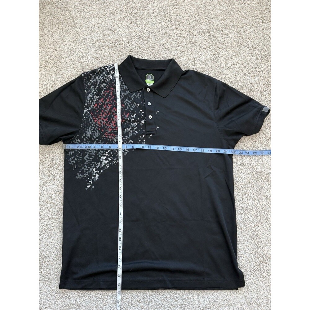 PGA Tour Pro Series Mens Large Black Mosaic Print Athletic Fit Golf Polo Shirt - Picture 6 of 6